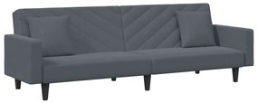 2 pcs conjunto de sofás com almofadas veludo cinzento-escuro