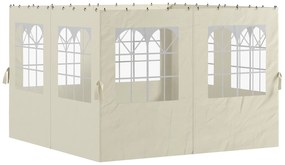 4 Paredes Laterais para Tenda 3x3 m (Não incluida) Laterais de Tenda com Ganchos 8 Janelas e Proteção UV  Creme