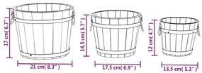 3 pcs conjunto de vasos em forma de balde abeto maciço