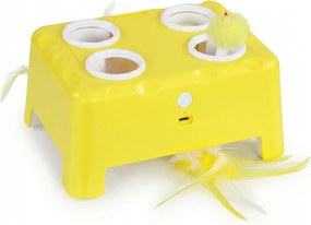 PawHut Brinquedo Interativo para Gatos de Interior Recarregável, 3 Modos Ajustáveis Repouso Inteligente, 18,8 x 14 x 6 cm, Amarelo | Aosom Portugal