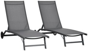 Conjunto de 2 Espreguiçadeiras Reclináveis de Jardim Espreguiçadeiras