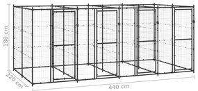 Canil de exterior 9,68 m² aço