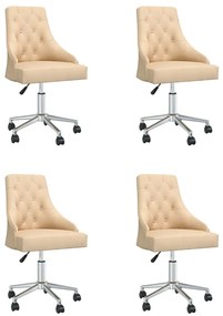 vidaXL Cadeiras de jantar giratórias 4 pcs tecido cor creme