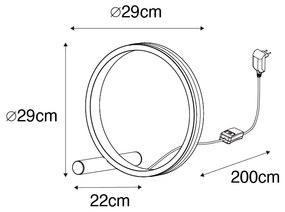 Candeeiro de mesa de design em latão com LED de 3 níveis regulável - Navara Design