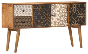 vidaXL Aparador com estampagem 130x30x70 cm madeira mangueira maciça