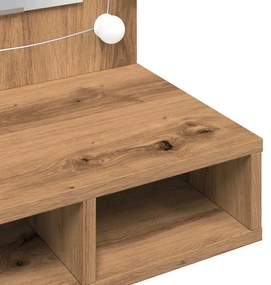 Toucador de Parede com Luzes LED - 90x31,5x62 cm - Carvalho Artisiano