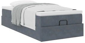Estrutura cama otomana colchão 90x190 cm veludo cinzento escuro