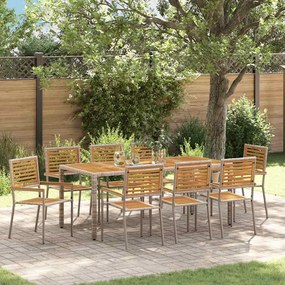 vidaXL Conjunto de Jantar com 9 Peças para Jardim em Rattan Sintético Cinza e Acácia.