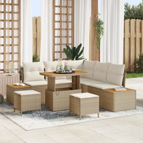 Conjunto de Sofá de Jardim vidaXL de 8 Peças com Almofadas Rattan Poli