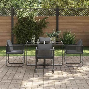 Conjunto de Jantar para Jardim de 6 Peças com Almofadas em Aço e Ratta