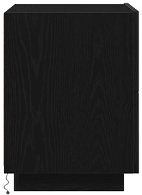 Cômodas de Cabeceira com Luzes LED 2 pcs Carvalho Preto 45x40x55 cm