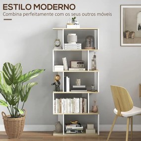 Estante Bergan com 5 Prateleiras de 163cm - Branco/Carvalho - Design N