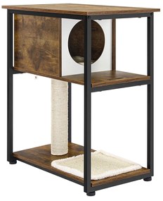 Árvore para gatos com mesa lateral e poste arranhador | FEANDREA | 59 x 36 x 66 cm | nogueira | PCT111H01.