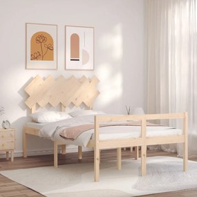 vidaXL Cama de casal para idosos com cabeceira madeira maciça