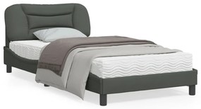 vidaXL Estrutura de cama sem colchão 100x200 cm tecido cinzento-escuro