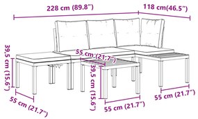 Bancos de jardim com almofadões 4 pcs aço revestido a pó preto