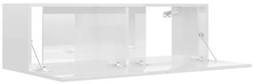 Móvel de TV 100x30x30 cm derivados de madeira branco brilhante