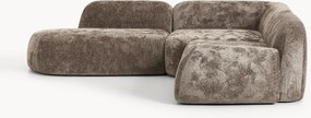 Sofá de canto modular em teddy-bouclé com chaise longue Wolke (4 lugares)