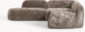 Sofá de canto modular em teddy-bouclé Wolke (4 lugares)
