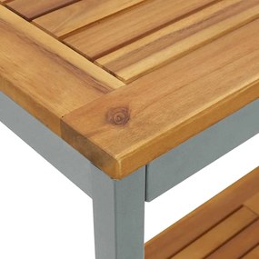 Mesa de Exterior Natural e Cinza 35x80x75 cm em Madeira Sólida e Aço