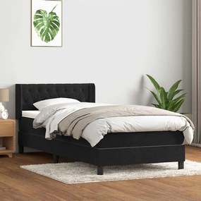 vidaXL Cama com molas/colchão 100x220 cm veludo preto