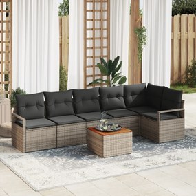 Conjunto de Sofá de Jardim vidaXL de 7 peças com Almofadas Cinza em Ra