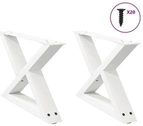 Pés para mesa de centro 2 peças, branco, 50x(30-31,3) cm, aço