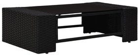 8 pcs conjunto lounge de jardim c/ almofadões vime PE preto