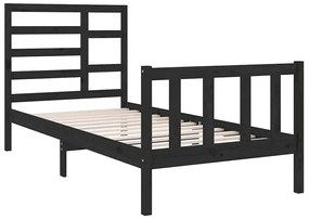Estrutura cama pequena solteiro 75x190 cm madeira maciça preto