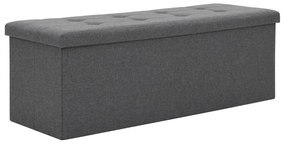 vidaXL Banco arrumação dobrável linho falso 110x38x38cm cinza escuro