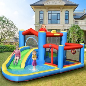 Castelo de Água Insuflável Infantil com Parque Infantil com Área de Salto de Piscina sem Compressor 410 x 310 x 191 cm