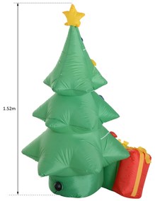 ® Árvore de Natal Inflável 1.5m Árvore Decorativo com Enfeites de Prendas Iluminado LED