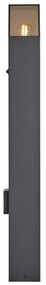 Balizador moderno para exterior preto com vidro fumê 70cm com sensor crepuscular IP44 - Denmark Moderno