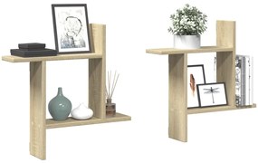 vidaXL Prateleiras de parede 2pcs derivados de madeira carvalho sonoma