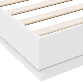 Estrutura de cama com luzes LED 140x200 cm branco