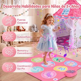 Conjunto de Tenda de Brincar e Tapete de Dança, 140 x 140 x 140 cm, Design de Castelo de Princesas, Rosa