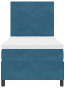 Cama Box com Colchão vidaXL Azul Escuro 80x200 cm Veludo
