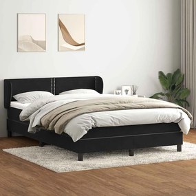 vidaXL Cama com molas/colchão 140x220 cm veludo preto