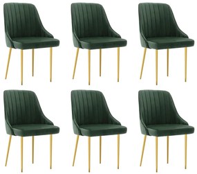 vidaXL Cadeiras de jantar 6 pcs veludo verde-escuro