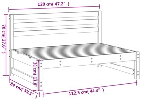 Sofá de centro para jardim 120x80 cm pinho maciço preto