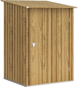 Outsunny Abrigo de Jardim Metálica 0,92 m² 100x103x160 cm com 1 Porta e Fecho para Armazenamento de Ferramentas Castanho Claro | Aosom Portugal