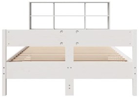 Cama com estante sem colchão 150x200 cm pinho maciço branco