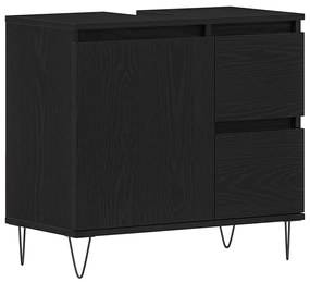 Armário para Lavabo vidaXL Preto Carvalho 65x33x60 cm Madeira Ingeneri