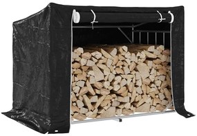 Rack de lenha tampa chuva 150,5x100,5x110,5cm aço galvanizado