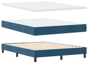 Cama Box com Colchão vidaXL Azul Escuro 140x190 cm Veludo