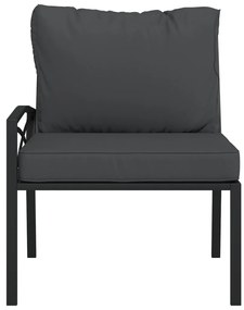 Cadeiras de jardim c/ almofadões cinzentos 2 pcs 62x75x79cm aço