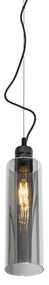 Candeeiro de suspensão moderno preto com vidro fumê - Stavelot