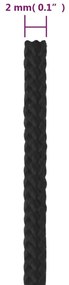 Corda de barco 2 mm 50 m polipropileno preto completo