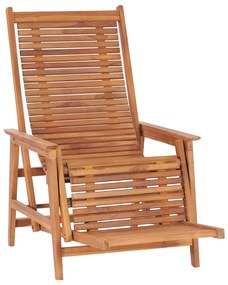 48963 vidaXL Cadeira de jardim com apoio de pés em madeira de teca maciça