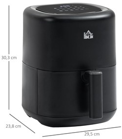 HOMCOM Fritadeira sem Óleo 3L Fritadeira de Ar Quente 1300W com 12 Programas Tela LED Tátil Temporizador Temperatura Ajustável e Cesta Antiaderente 29,5x23,8x30,3cm Preto